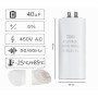 Condensateur CBB60 40µF 450V 2 Bornes 25/85/21 jusqu'à 85 °C – Condensateur de Démarrage Moteur pour Machine à Laver, Climatiseu