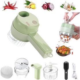 Ensemble coupe-légumes électrique à main 4 en 1, mini broyeur électrique multifonctionnel presse-ail hachoir, robot de cuisine p
