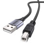 MOSWAG Câble Imprimante USB 2.0 A vers B 2M Nylon Tressé 480Mbps Haute Vitesse Compatible HP Canon Epson Dell Brother Samsung Xe