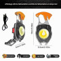 Tomedeks Lampe‑Porte‑Clés LED Rechargeable, Lumière Urgence Auto & Camping | 3 sources lumineuses réglables, mousqueton intégré,