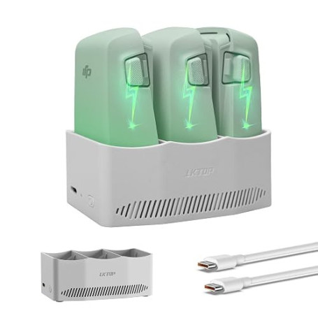 LKTOP Hub de charge parallèle à rabat de 65 W pour chargeur de batterie DJI Flip Drone, bloc d'alimentation USB-C ultra rapide,