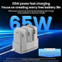 LKTOP Hub de charge parallèle à rabat de 65 W pour chargeur de batterie DJI Flip Drone, bloc d'alimentation USB-C ultra rapide,