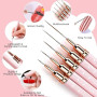 WeddHuis Nail Art Ongles Professionnel, 5 Pièces, Pinceaux Liner Ultra Fin, pour Gel, Peinture Acrylique, UV Construction, Bross