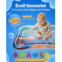 LUNEKUCK Grand Tapis d'eau Bébé 95x76cm Gonflable Tummy Time Tapis Eau Bebe Eveil Tapis Sensoriel Bébé Tapis Poisson pour Bébés