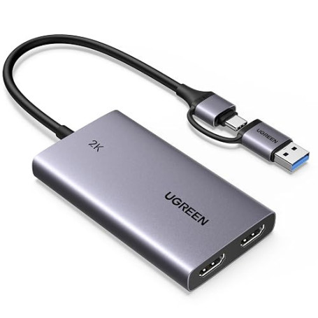 UGREEN Carte Acquisition Vidéo HDMI 4K 30Hz Entrée USB C USB A 3.1 2K 30Hz | Enregistrement en Boucle Streaming Carte de Capture
