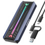 Inateck Boîtier SSD M.2 NVMe SATA avec RGB, USB 3.2 Gen 2 (10 Gbps) Prise en Charge UASP Trim pour NVME/SATA SSDs 2242/2260/2280
