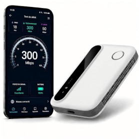 Routeur 4G/5G WiFi 6 Portable avec Slot Carte SIM, Pocket WiFi Portable | MiFi 4G/5G LTE CAT6 300Mbps, Batterie 2100mAh(12h Auto