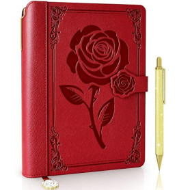 Aocii Journal en cuir pour femmes, journal quotidien ligné A5, magnifique journal pour l'écriture, journaux de voyage vintage à