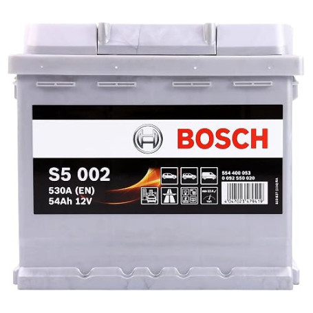 Bosch S5002 - Batterie Auto - 54A/h - 530A - Technologie Plomb-Acide - pour les Véhicules sans Système Start/Stop