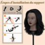Yekavo Tête de mannequin afro 100 % cheveux humains pour coiffure, tressage, coiffeur, coiffeur, cheveux longs, tête d'entraînem