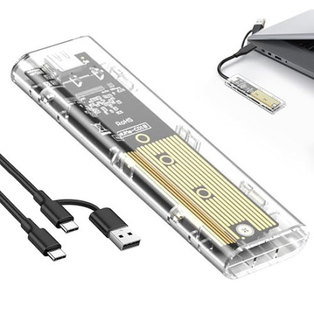 Boîtier NVMe SSD M2 USB 3.1 Gen 2 10 Gbps, boîtier Disque Dur Externe | Adaptateur M-Key B+M-Key 2230/2242/2260/2280, USB-C/USB-