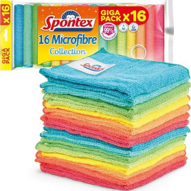 Spontex Microfibre Collection | Chiffons de Nettoyage Multi-Usages, Lavables à 40 °C, Cuisine et Salle de Bain | 30 x 30 cm, Lot