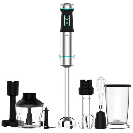 Cecotec Mixeur plongeant Power TitanBlack 1200 XL PerfectCream & Crush.1200 W, Lames à 4 lames, Pied XL, Capot anti-éclaboussure
