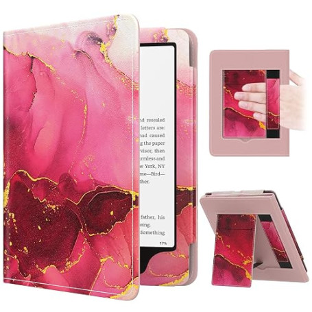 MoKo Étui pour Kindle Paperwhite (12/11e Gén, 2024/2021),Marbre Rose Violet | Compatible avec Kindle Colorsoft Signature Edition