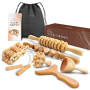 Ezero Maderotherapie Kit Complet Cellulite 6 Pièces - Kit Maderotherapie Complet - Palper Rouler Anti Cellulite, Rouleau Massage