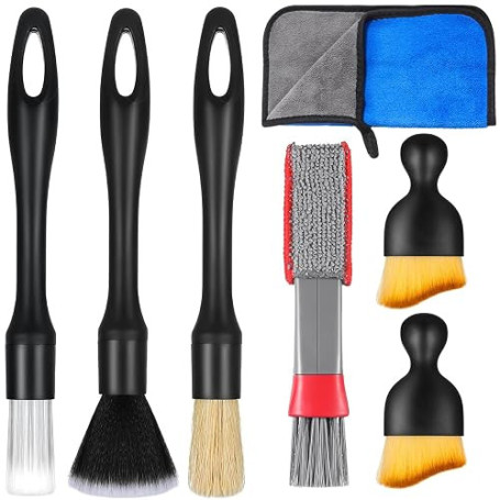 Zhtulck Pinceau Nettoyage Voiture 7 Pièces Pinceau Detailing Auto pour Nettoyer Les Jantes, Les intérieurs de Voiture, Les Fente
