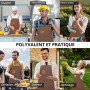 Tablier en Toile avec Sangle Réglable et 3 Poches pour Homme Femme | Tablier de Cuisine à bretelles Croisées, Tablier de travail