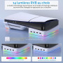 FASTSNAIL Support Horizontal avec éclairage LED RVB pour Console PS5 Slim/Pro，Base antidérapante avec 4 Ports USB, Accessoire po