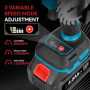 ONEVAN Meuleuse d'angle électrique de 4 pouces avec moteur sans balais et deux batteries de 4 mAh, puissance 900 W, vitesse 12 0