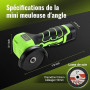 DEWINNER Meuleuse d'Angle Sans Fil 19 500 RPM - Disqueuse 76mm, 2 Batteries 2000mAh, 6 Disques de Coupe et Boîte de Transport -