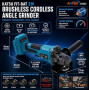 Meuleuse d'Angle sans Fil Brushless 21V KATSU FIT-BAT, 115mm avec Moteur sans Balais pour Couper Polir le Meulage, 3 Vitesses, P