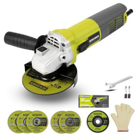 DEWINNER Meuleuse d'angle 850W, 220-240 V, 6 Disques de Meuleuse angulaire de Coupe,115mm, Capot de Protection, avec Poignée Sup