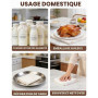 Huglux 4 PCS Etamine Alimentaire, 50 x 50 cm 100% Coton Naturel non Blanchi | Cheese Cloth Ourlé, Lavable Réutilisable Mousselin