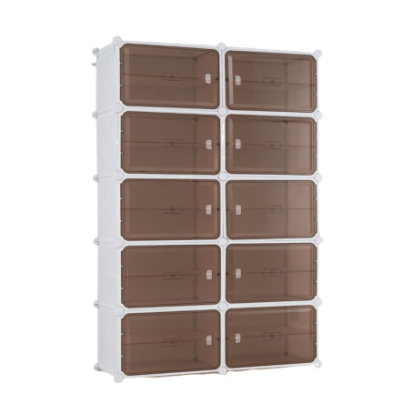GOPLUS Meuble Chaussure avec 10 Compartiments, Armoire à Chaussures en Plastique pour 40 Paires avec Étagères Amovibles, Porte M