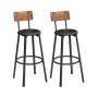 VASAGLE Tabourets de Bar, Lot de 4, Rembourré, PU, Assise 75,5 cm | Chaise de Cuisine, Repose-Pieds, Montage Simple, Industriel,