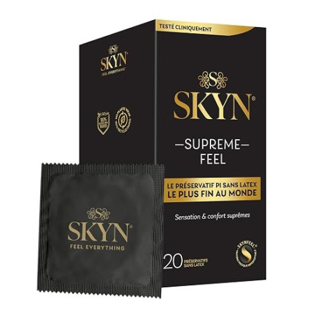 SKYN Supreme Feel: Lot de 20 Préservatifs | Sans latex SKYNFEEL pour Homme/Ultra-Fins, Lisses, Forme Droit