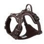 Harnais pour Chien No Pull Nylon Souple Réfléchissant Réglable pour Petit Grand Animal Domestique TLH56512(S, Marron)