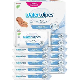 WaterWipes Sensitive+ Newborn & Baby Wipes, 12 Paquets | 720 lingettes 3 en 1 qui nettoient, protègent et prennent soin de la pe