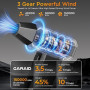 GARAID Souffleur Air Comprimé avec Lumière LED, 3 Vitesses 150000tr/min | Recharge USB, 6000 mAh Batterie, Portable, Réutilisabl