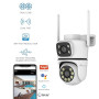 NIVIAN Caméra de sécurité extérieure WiFi Dual 3MP SuperHD 2K avec Double Objectif – sans Angle Mort, Suivi Automatique IA, Audi