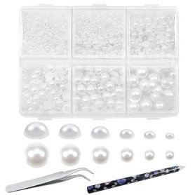TOAOB 5000pcs 2mm à 8mm Demi Rond Dos Plat Blanc Perle ABS Cabochons | pour Artisanat DIY Fabrication de Bijoux et Clothing Déco