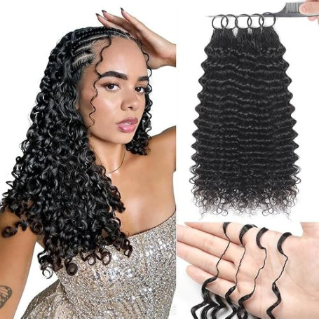 Renyarch Miracle Deep Wave Mini Knots Crochet Human Hair Bundles 18 Pouces Meche 125g 100 Pcs Noir Naturel Wet and Wavy Invisibl
