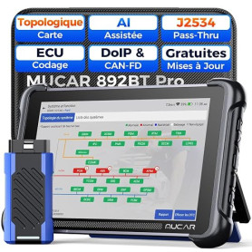 mucar 892BT Pro Valise Diagnostic Auto avec Cartographie Topologique, AI | Version Professionnelle 892BT, Assisté par IA, J2534