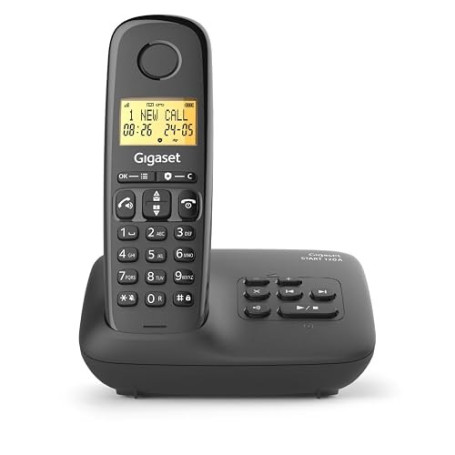 Gigaset Start 120A téléphone DECT, répondeur, Anthracite | Sans fil, blocage d’appels, écran rétroéclairé 1,5 pouces, mains libr