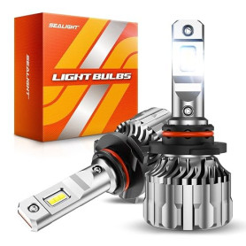 SEALIGHT 9005/HB3 LED Bulbs, 70000LM 800% 6500K Cool White with Fan | Mini Size, Off-Road Lights with Plug N Play, Pack of 2