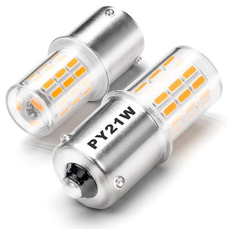 PY21W BAU15S ampoules LED Ambre, Super Flashing Clignotant, 250LM, 2Pièces | Canbus Sans Erreur, 12V-24V 7507 ampoules LED pour