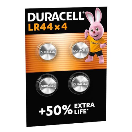 DURACELL LR44 Piles alcalines spéciales (Lot de 4) 1.5V, A76 | Jusqu'à 50% De Puissance - Pour Thermomètres, Lampes De Poche, Mo