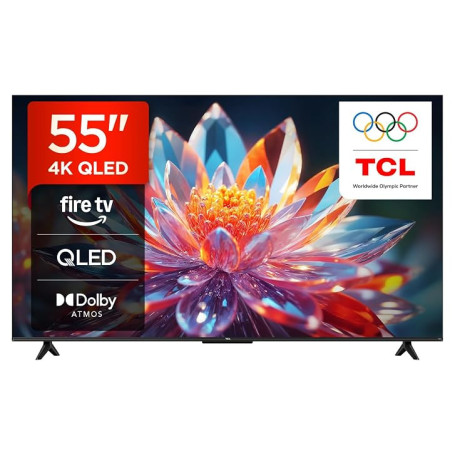 TCL 55T6C 55” QLED 4K HDR TV, Fire TV (Téléviseur Intelligent avec Dolby Vision et Atmos, HDR10+, Appuyez et Demandez à Alexa)
