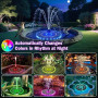 SZMP Fontaine Solaire Extérieure de Jardin 3.5W Modèle Amélioré 2026, Flottante avec 32 LEDs Colorées, 2000mAh & 8 Buses, Pompe