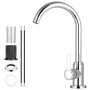 flintronic Robinet de Cuisine, Rotatif à 360°, Mitigeur Monocommande Evier, Chromage, Robinet Cuisine, Eau chaude et Eau Froide