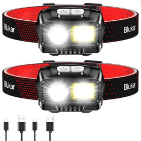 Blukar Lampe Frontale Rechargeable 2 Pack 2000L Super Lumineux IPX5 Étanche | Léger Torche Frontale LED Puissante avec Voyant Ro