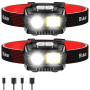 Blukar Lampe Frontale Rechargeable 2 Pack 2000L Super Lumineux IPX5 Étanche | Léger Torche Frontale LED Puissante avec Voyant Ro