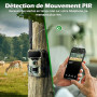 Caméra de Chasse 4G connectée, Carte SIM, Application, 32 MP, 1080P, IP66 | Vision nocturne infrarouge, détection PIR, 2 LED 850