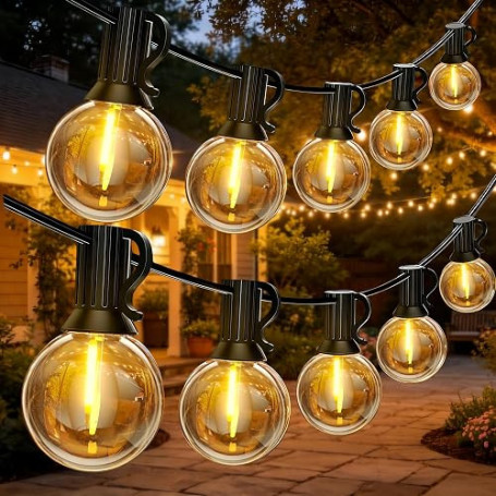 LaPitio Guirlande Lumineuse Exterieure 30M, IP45 Imperméable Incassable | Connectable Guirlande Guinguette avec 50+2 Ampoules Pl
