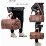 Sac de Voyage Surdimensionné en Cuir imperméable de Voyage Homme PU Cuir Vintage Sport Gym Homme Week-End Duffel Bag