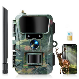 WOLFANG Caméra de Chasse 4G,48MP 2K HD Camera Chasse avec Détection de Mouvement, Vision Nocturne, Déclenchement 0,2s, IP66 Etan